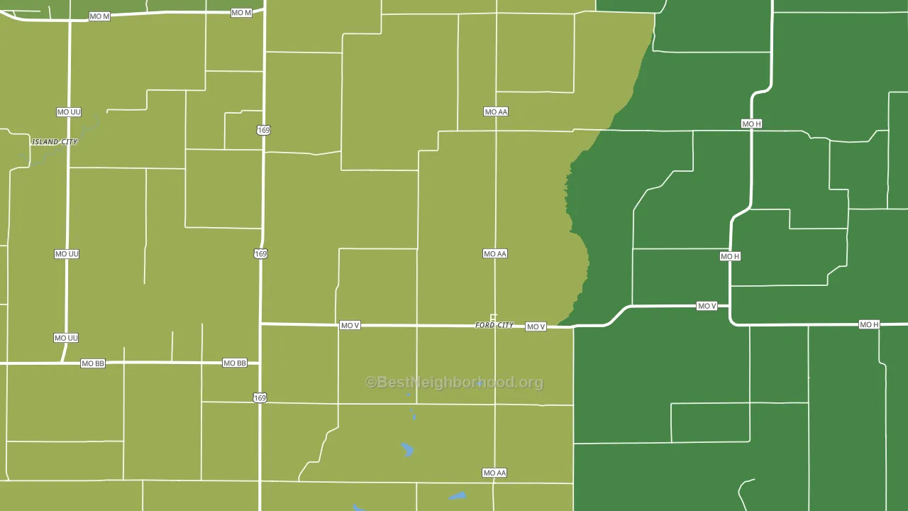 Ford City, MO block-group voter-turnout map