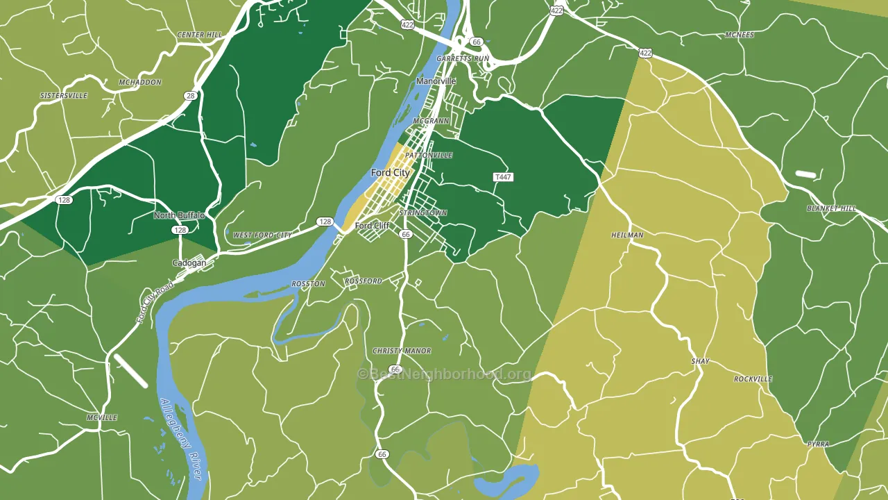 Ford City, PA block-group voter-turnout map