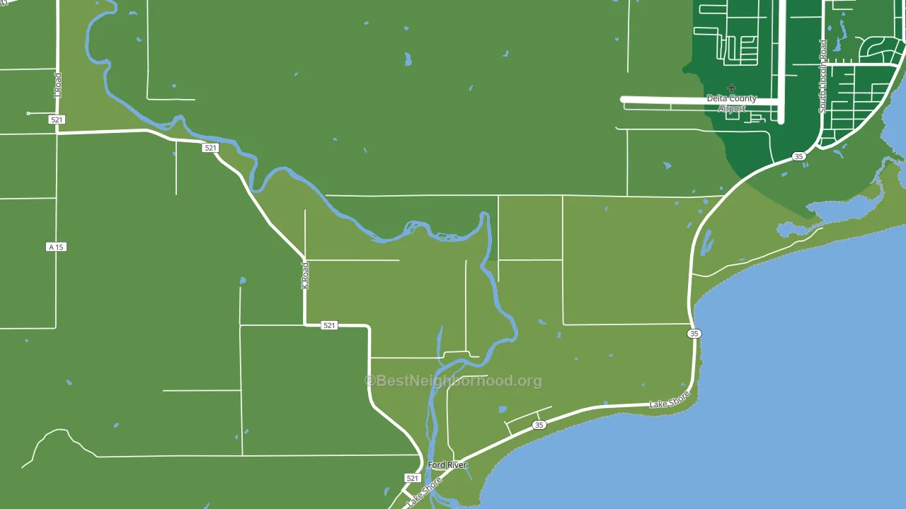 Ford River, MI block-group voter-turnout map