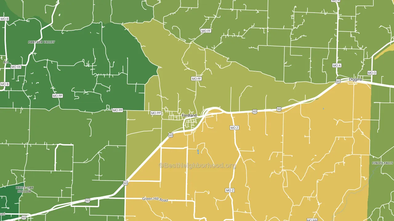 Fordland, MO block-group voter-turnout map