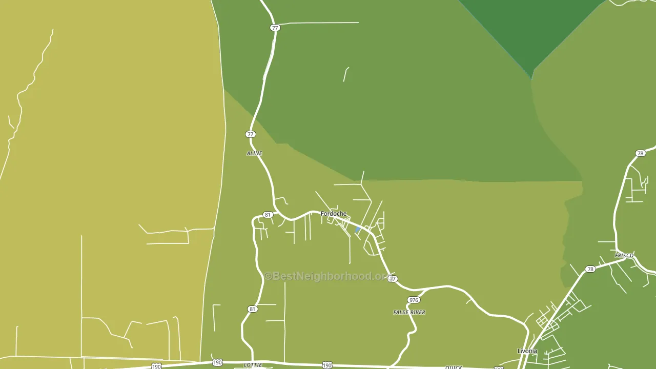 Fordoche, LA block-group voter-turnout map