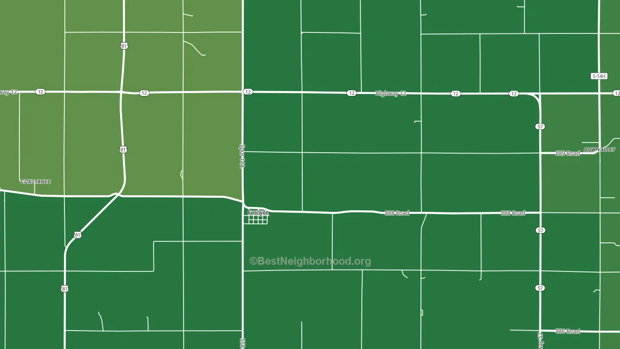 Fordyce, NE block-group voter-turnout map