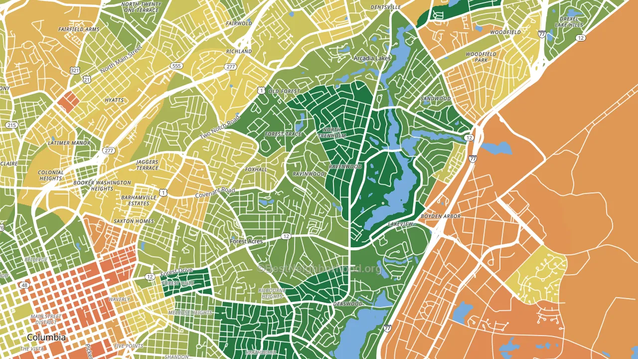 Forest Acres, SC block-group voter-turnout map