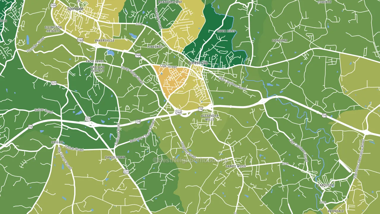 Forest City, NC block-group voter-turnout map
