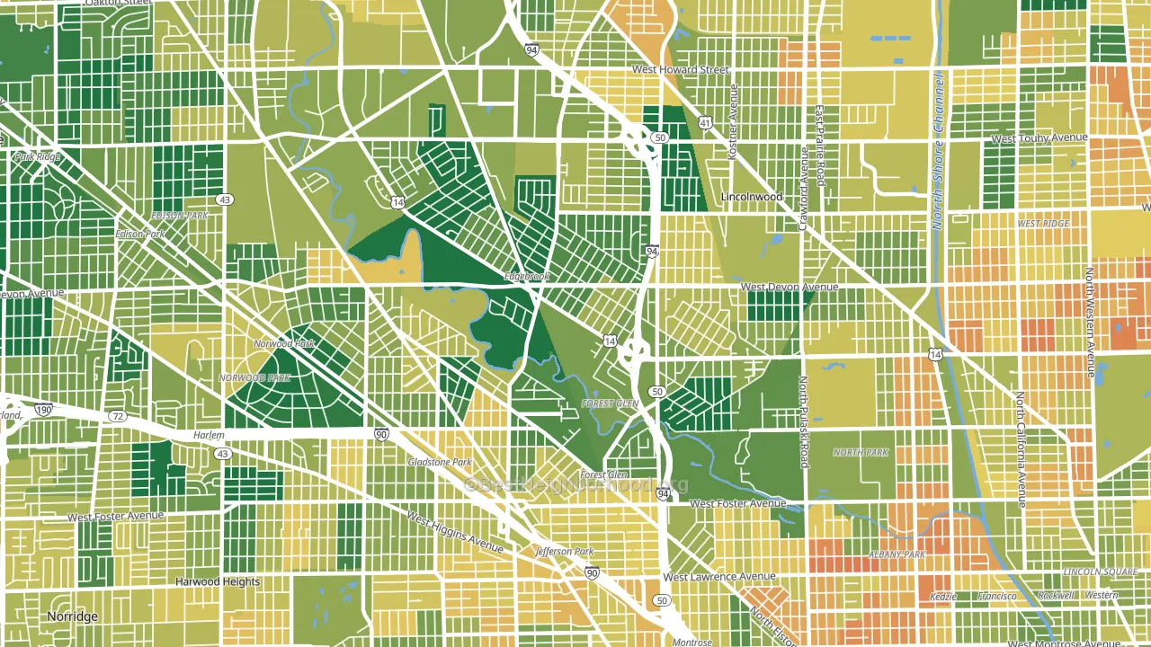 Forest Glen, Chicago, IL block-group voter-turnout map
