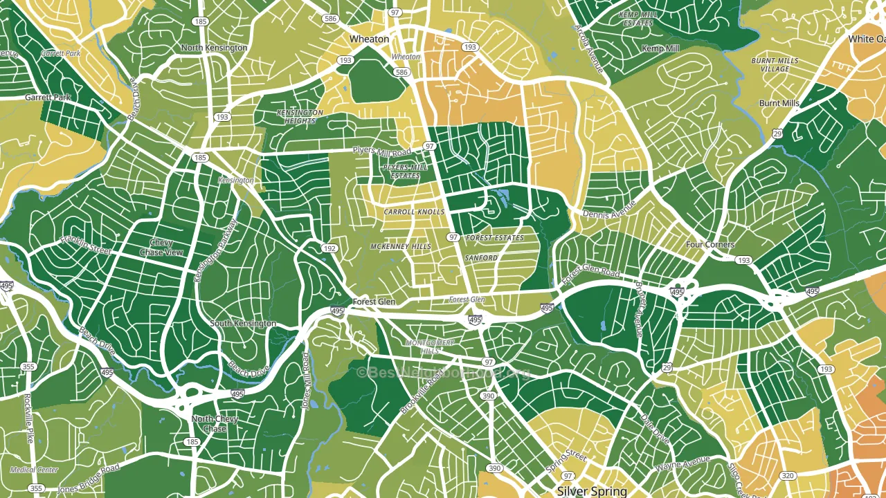 Forest Glen, Silver Spring, MD block-group voter-turnout map