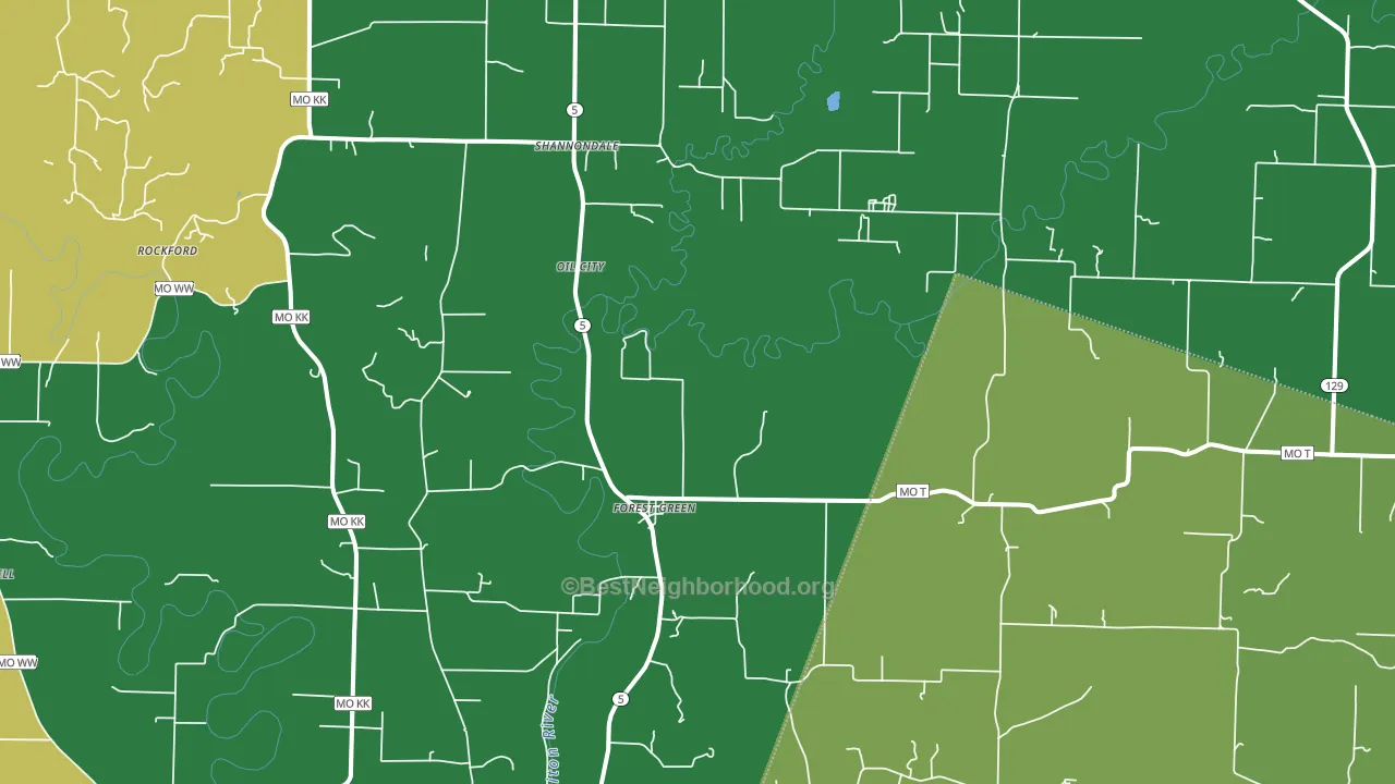 Forest Green, MO block-group voter-turnout map