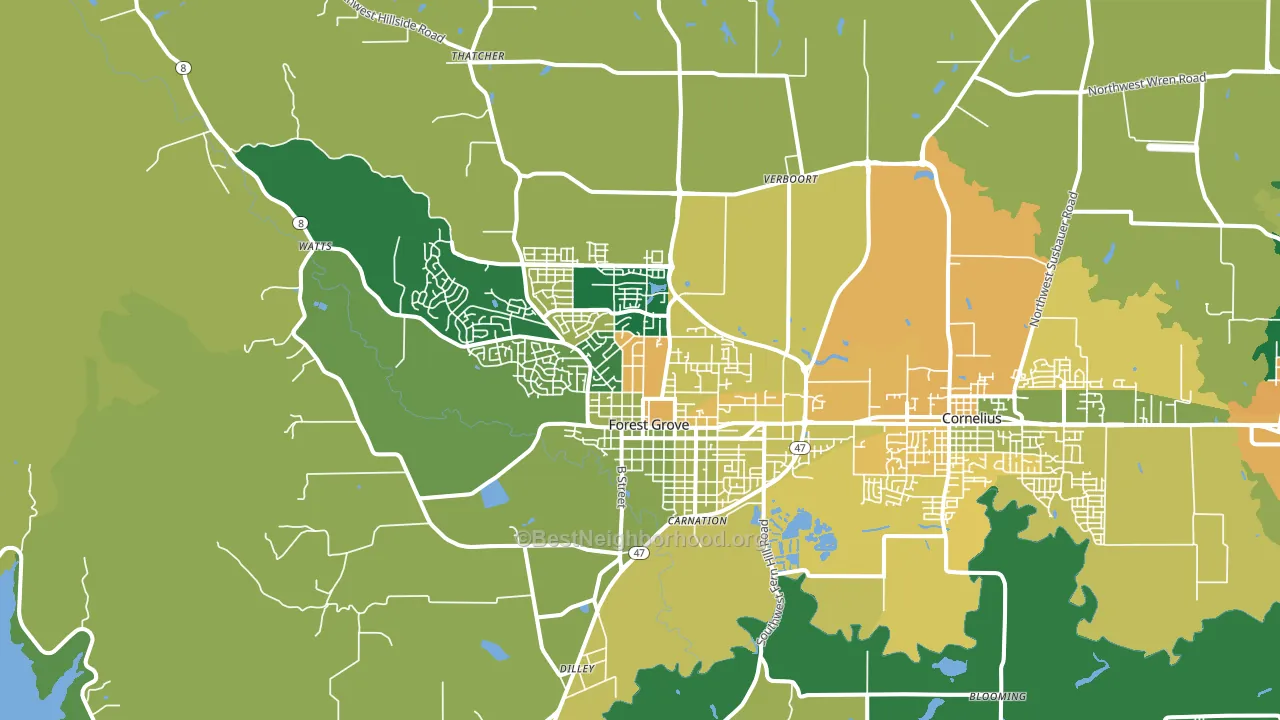 Forest Grove, OR block-group voter-turnout map