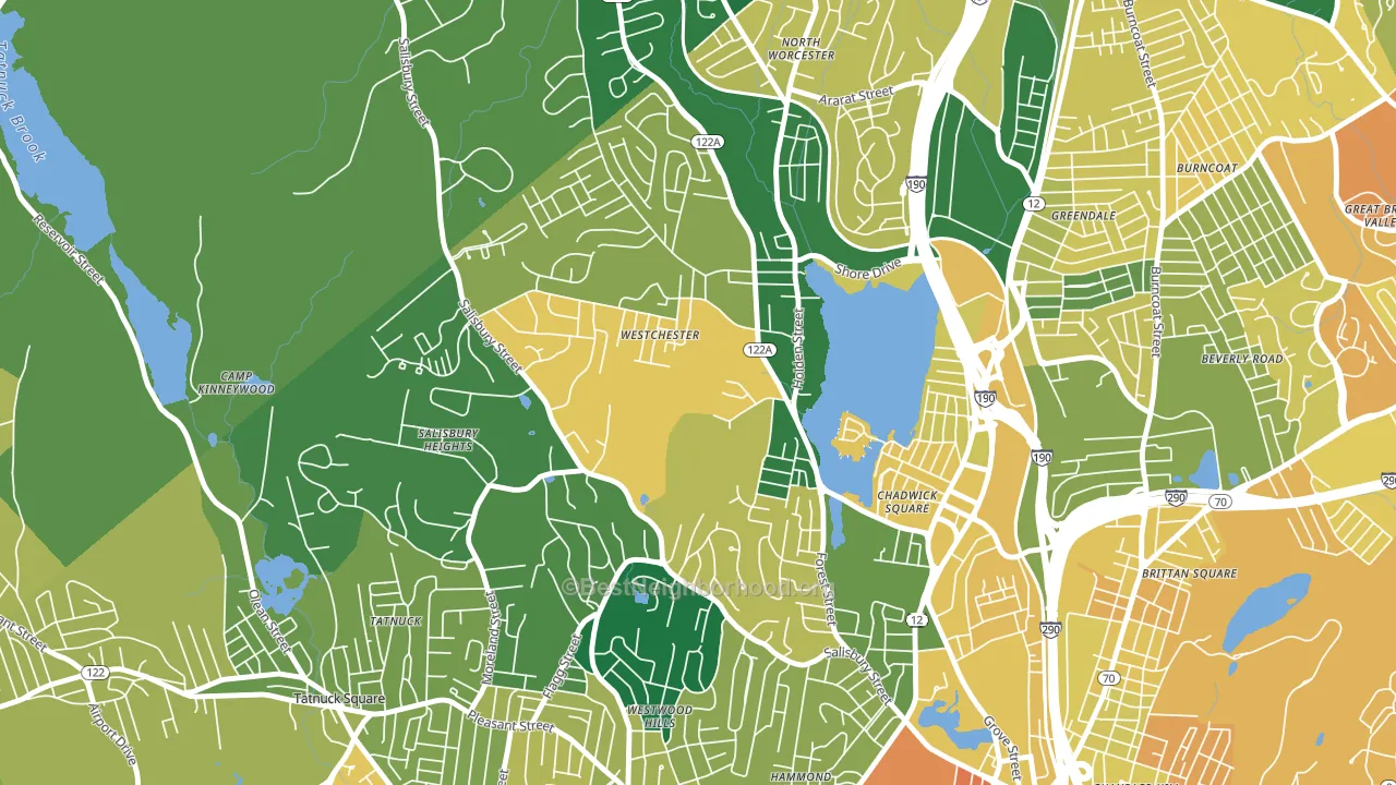 Forest Grove, Worcester, MA block-group voter-turnout map