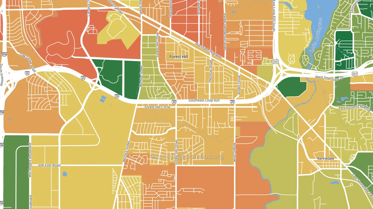 Forest Hill, TX block-group voter-turnout map