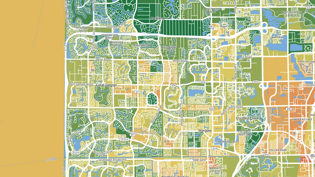 Forest Hills-Miami, Coral Springs, FL block-group voter-turnout map