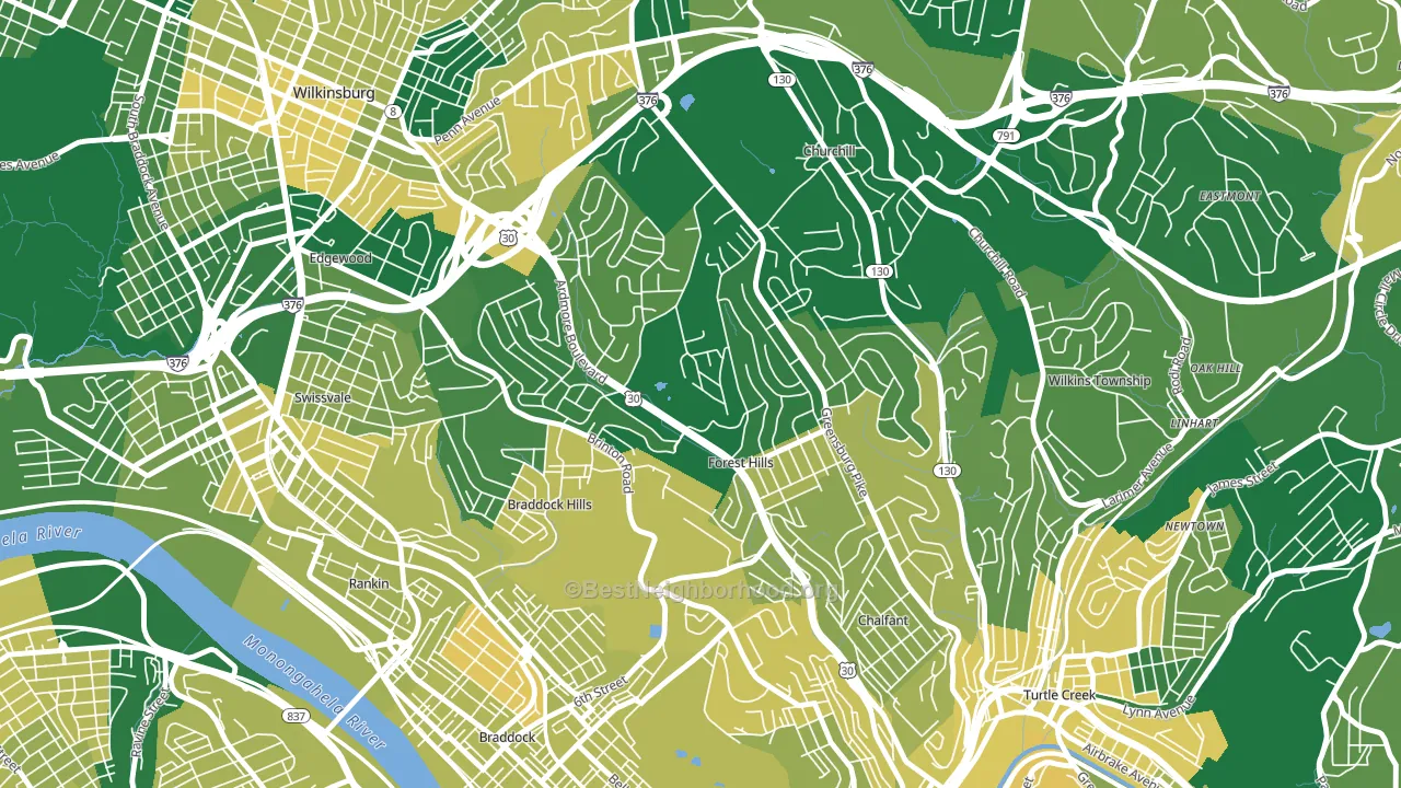 Forest Hills, PA block-group voter-turnout map