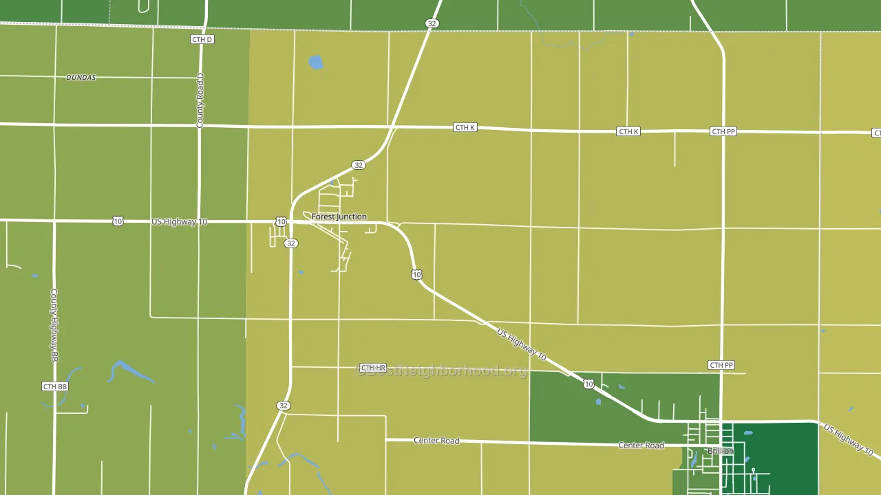 Forest Junction, WI block-group voter-turnout map