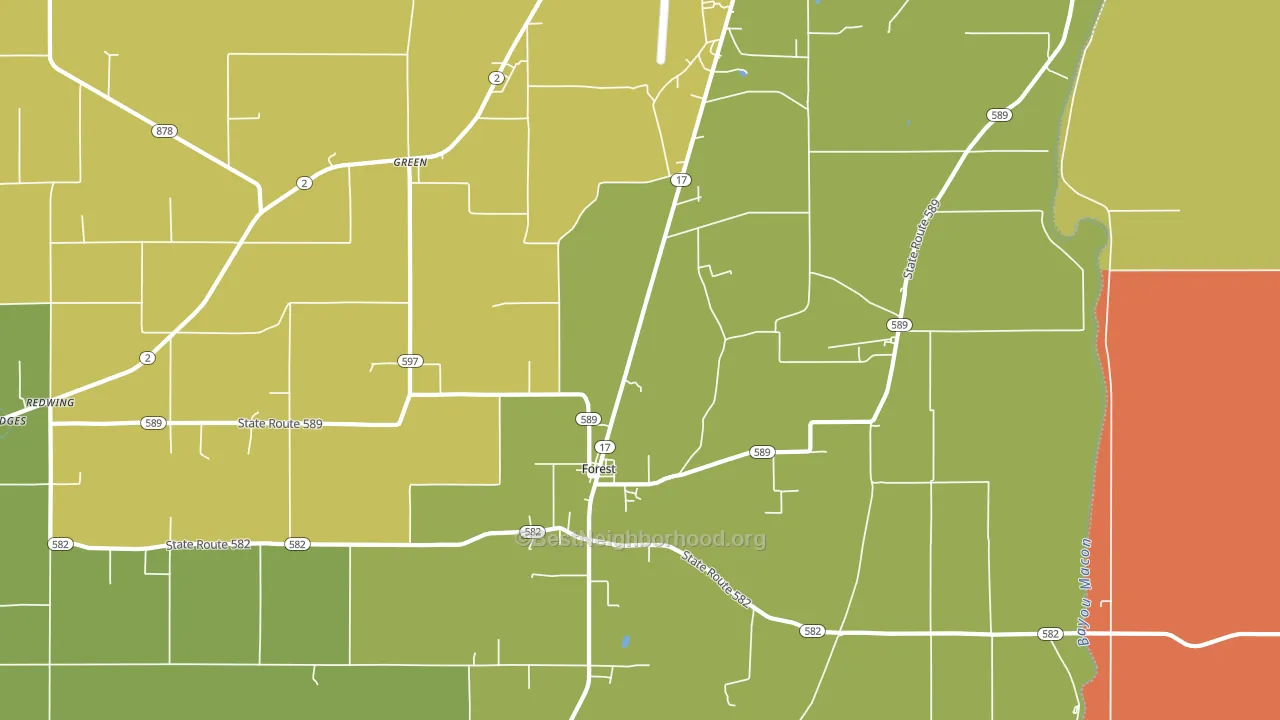 Forest, LA block-group voter-turnout map