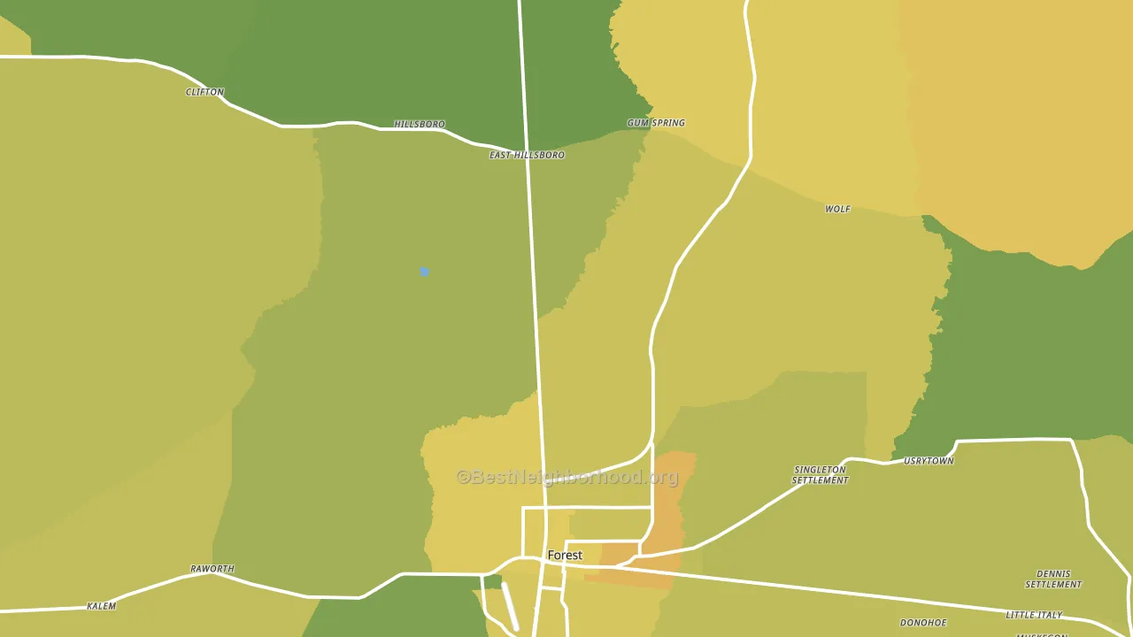 Forest, MS block-group voter-turnout map