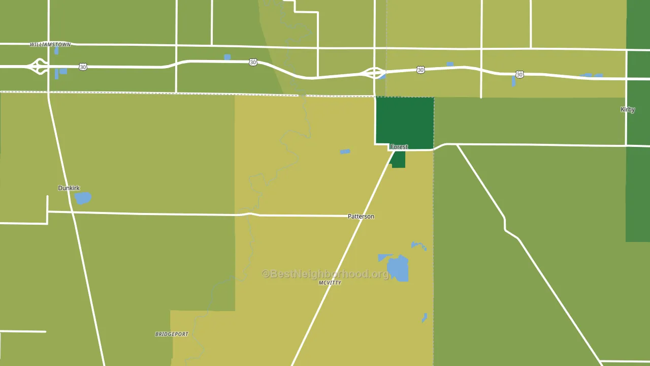 Forest, OH block-group voter-turnout map