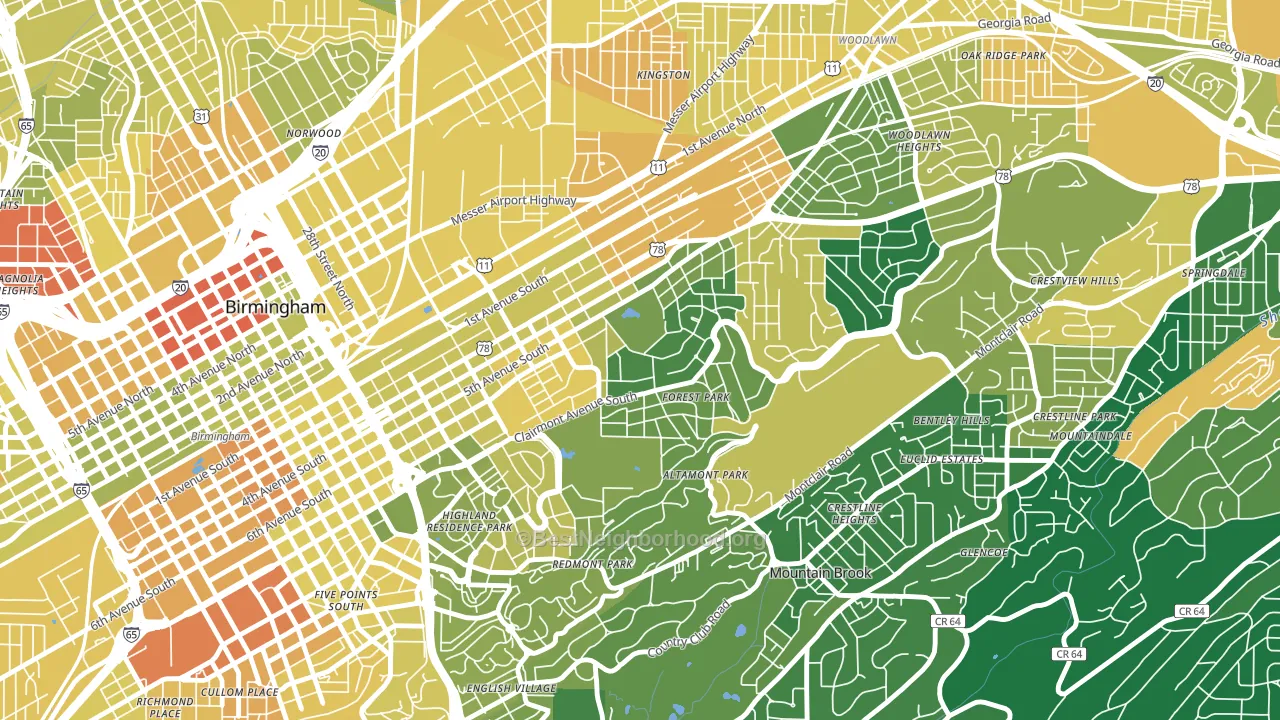 Forest Park, Birmingham, AL block-group voter-turnout map