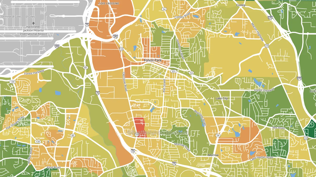 Forest Park, GA block-group voter-turnout map