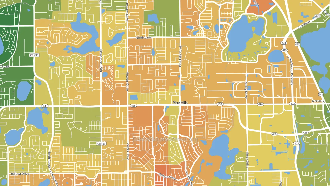 Forest Park, Pine Hills, FL block-group voter-turnout map