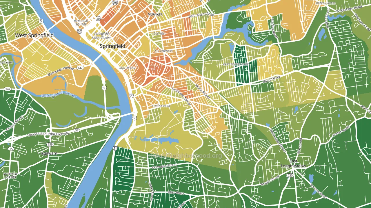 Forest Park, Springfield, MA block-group voter-turnout map