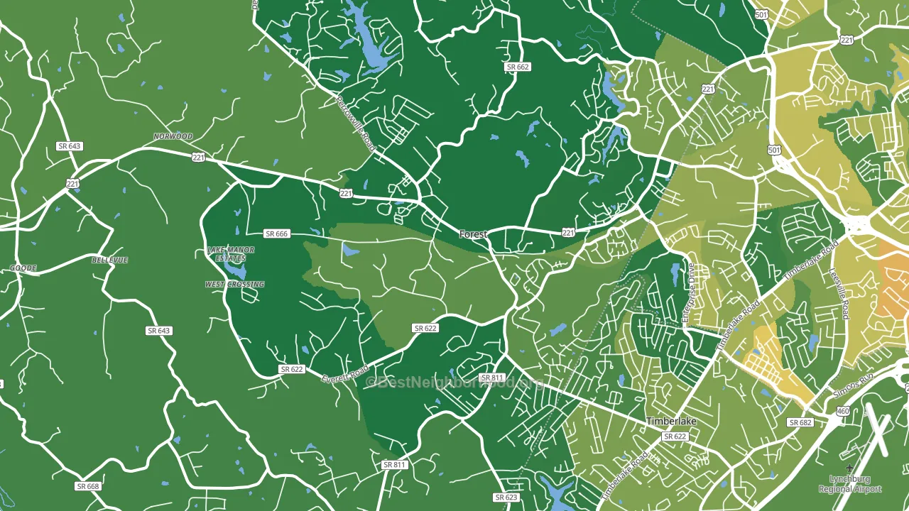 Forest, VA block-group voter-turnout map