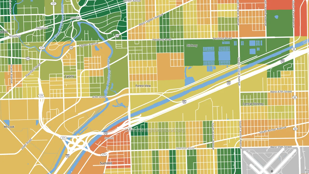 Forest View, IL block-group voter-turnout map