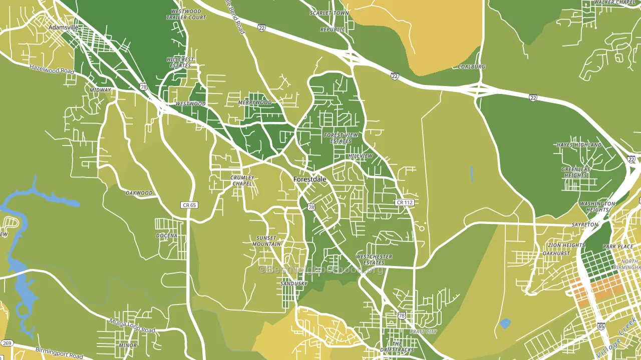 Forestdale, AL block-group voter-turnout map