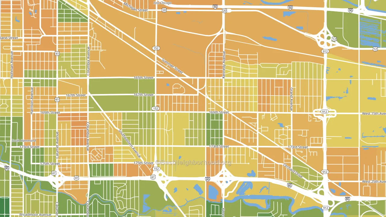 Forestdale, Hammond, IN block-group voter-turnout map