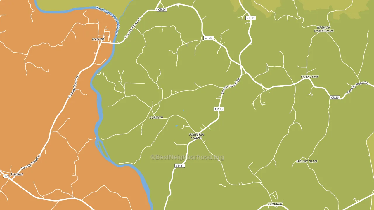 Forester Chapel, AL block-group voter-turnout map
