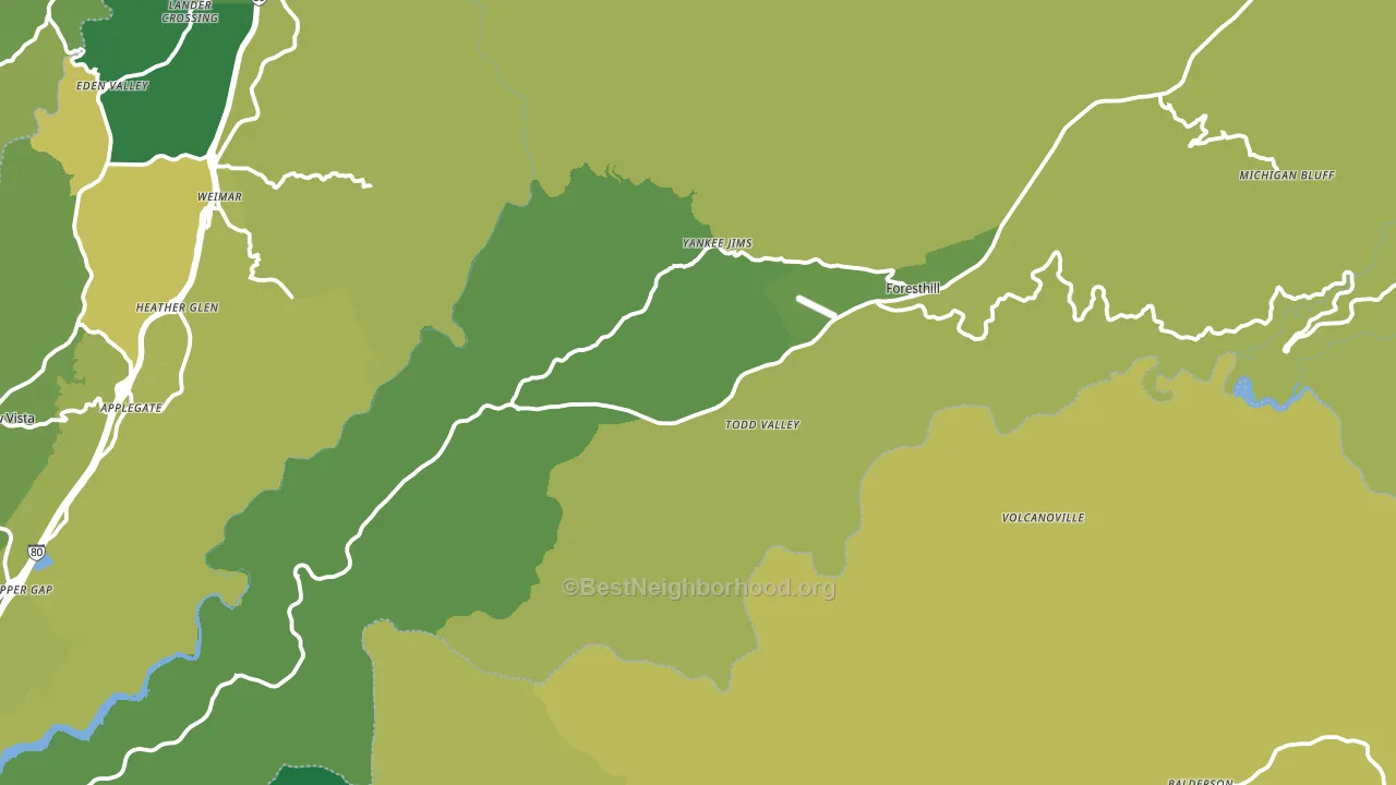 Foresthill, CA block-group voter-turnout map