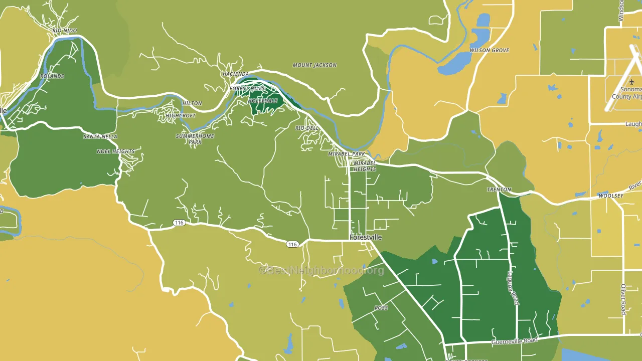 Forestville, CA block-group voter-turnout map