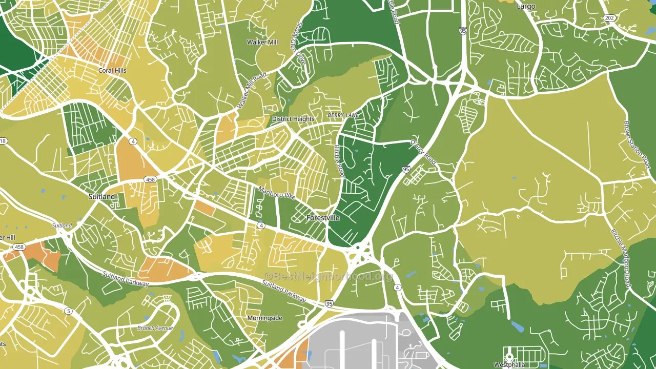 Forestville, MD block-group voter-turnout map