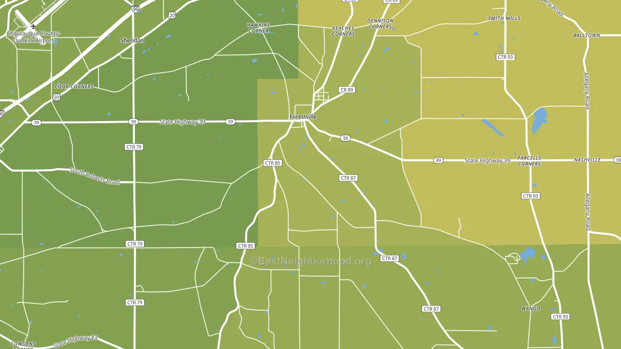 Forestville, NY block-group voter-turnout map