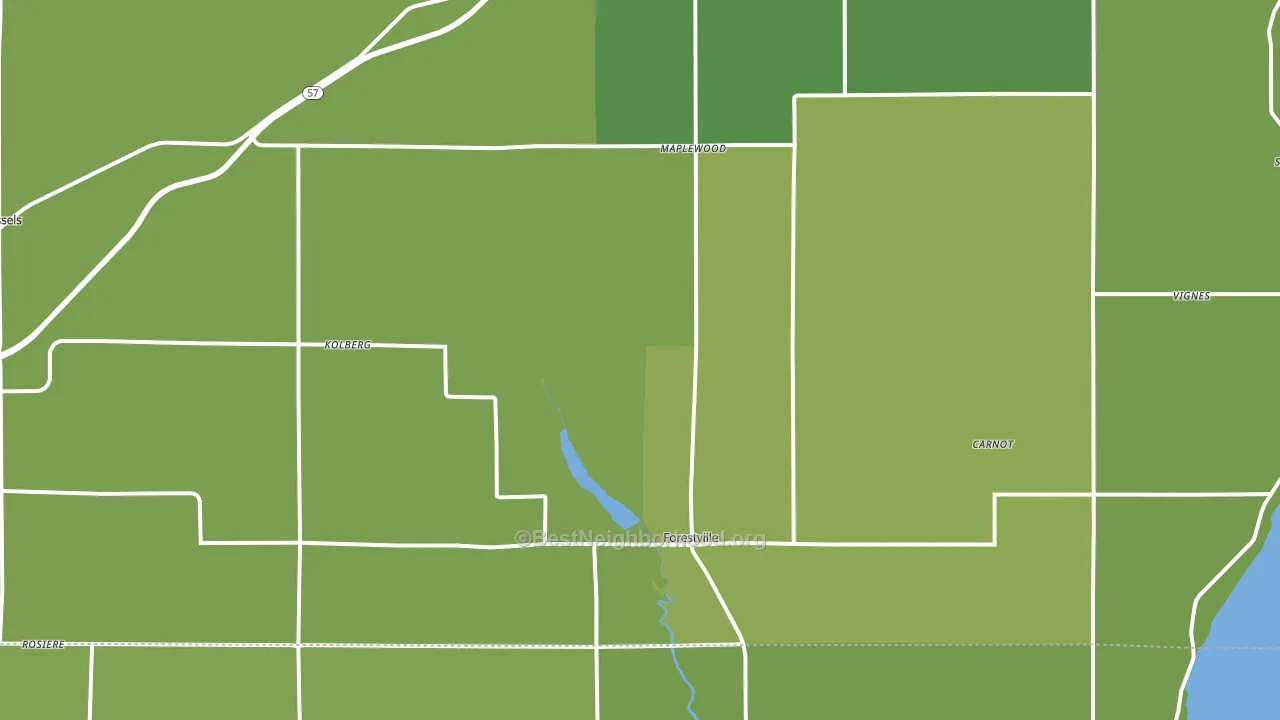 Forestville, WI block-group voter-turnout map