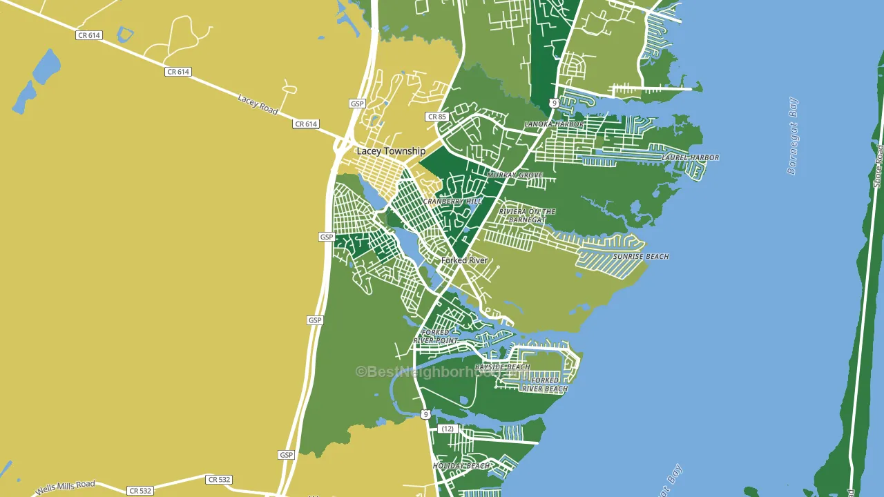 Forked River, NJ block-group voter-turnout map