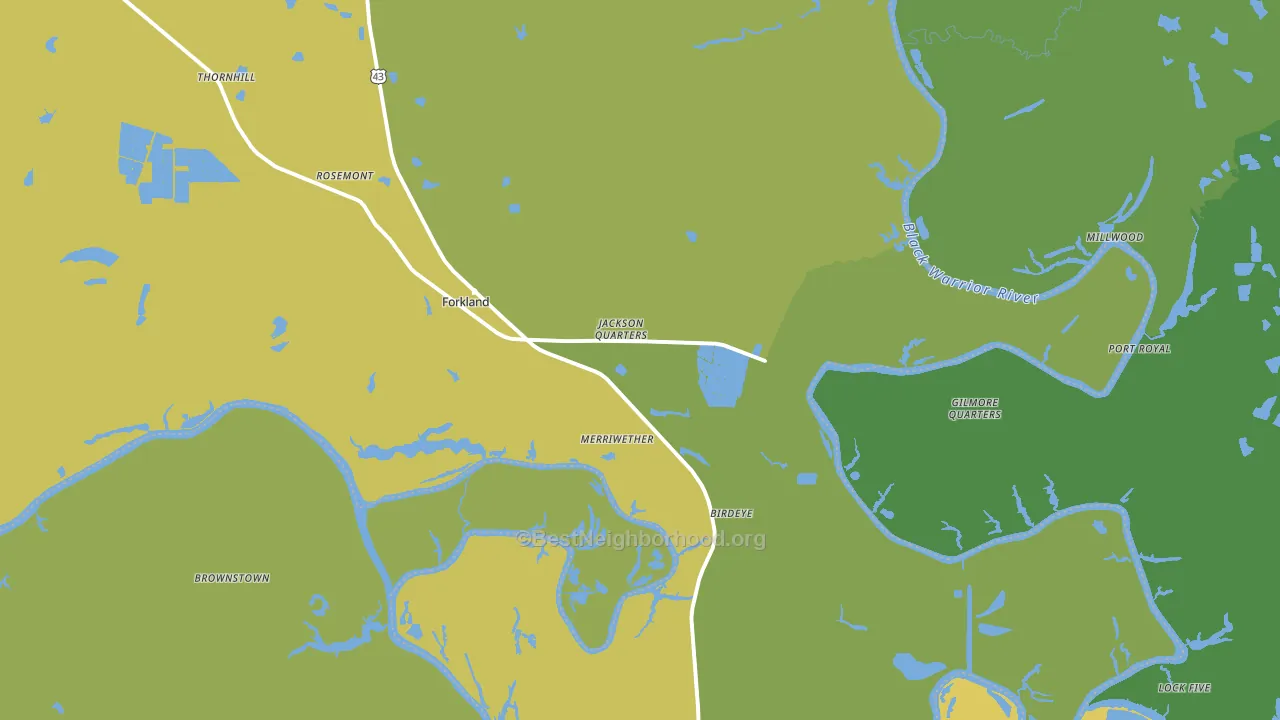 Forkland, AL block-group voter-turnout map