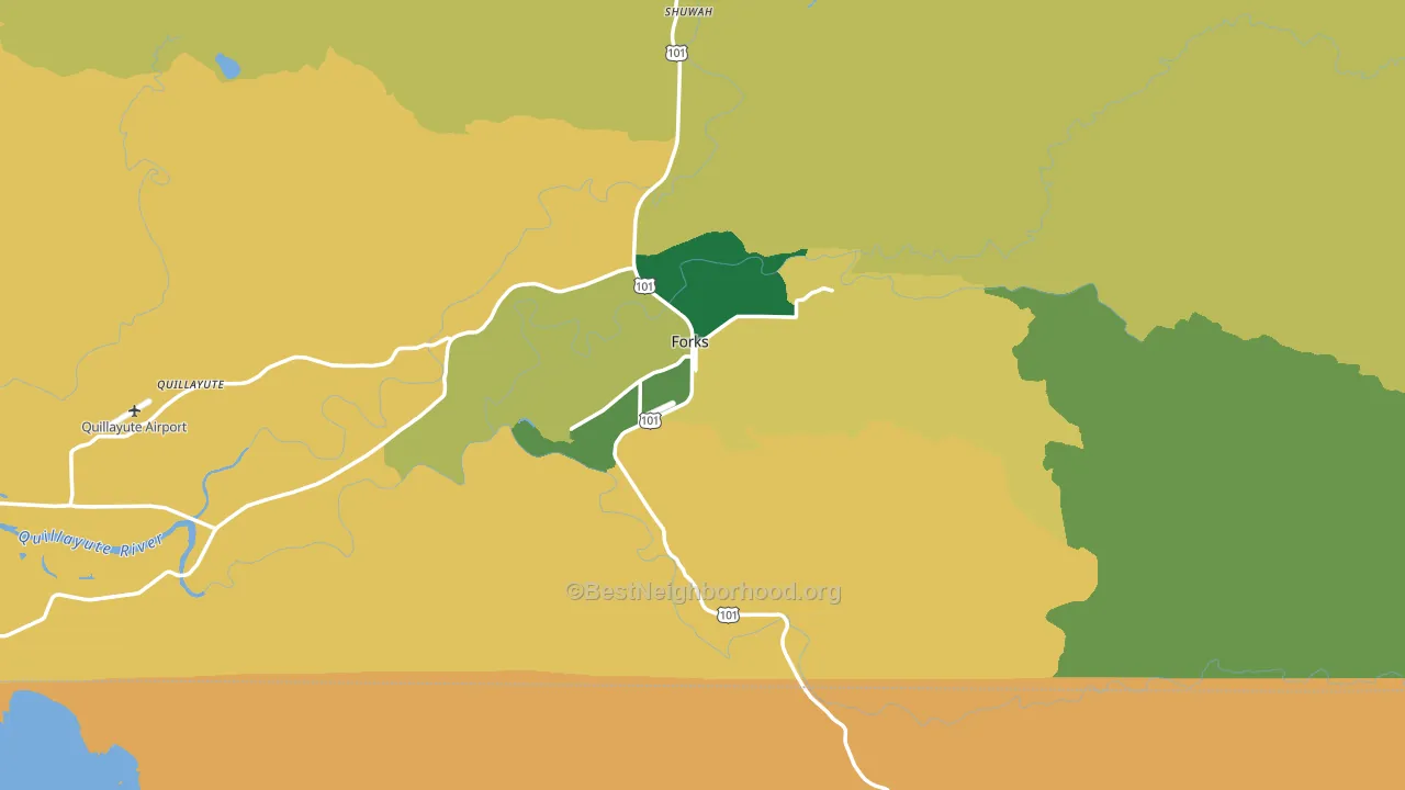 Forks, WA block-group voter-turnout map