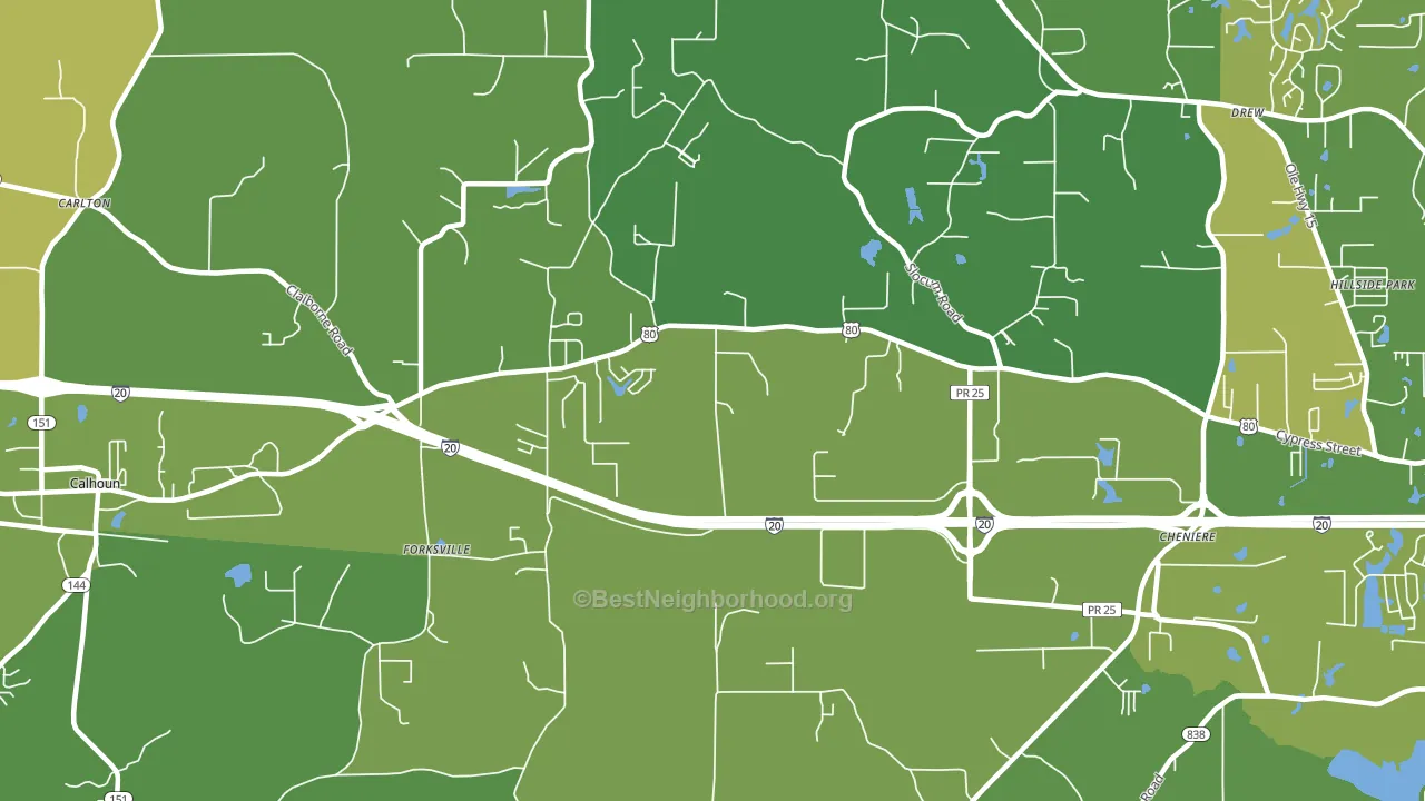 Forksville, LA block-group voter-turnout map