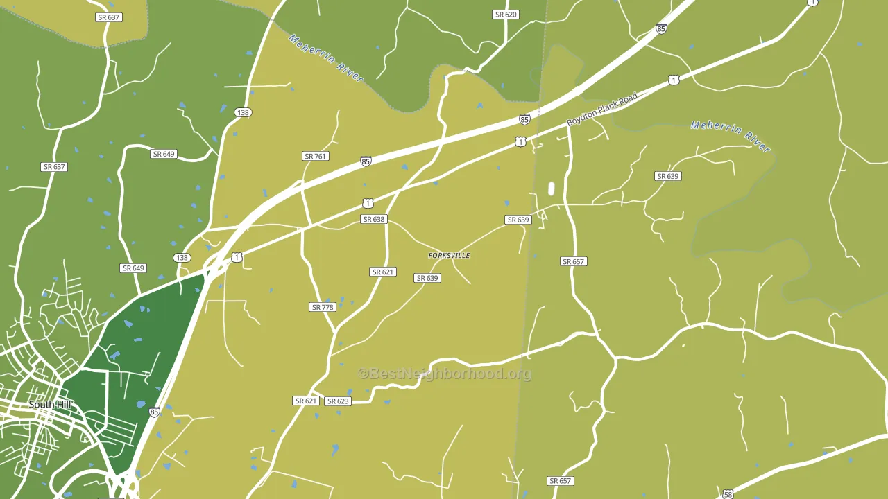 Forksville, VA block-group voter-turnout map