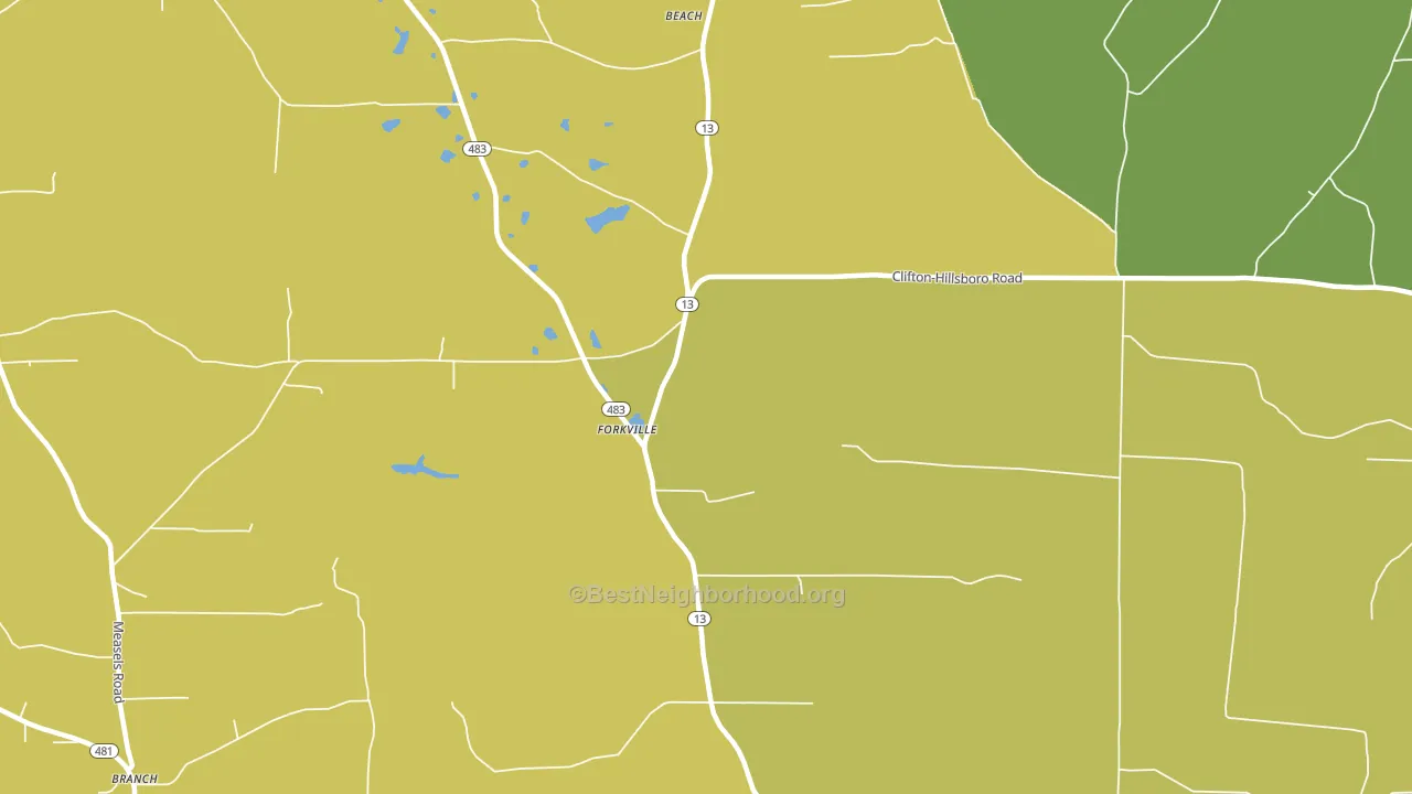 Forkville, MS block-group voter-turnout map