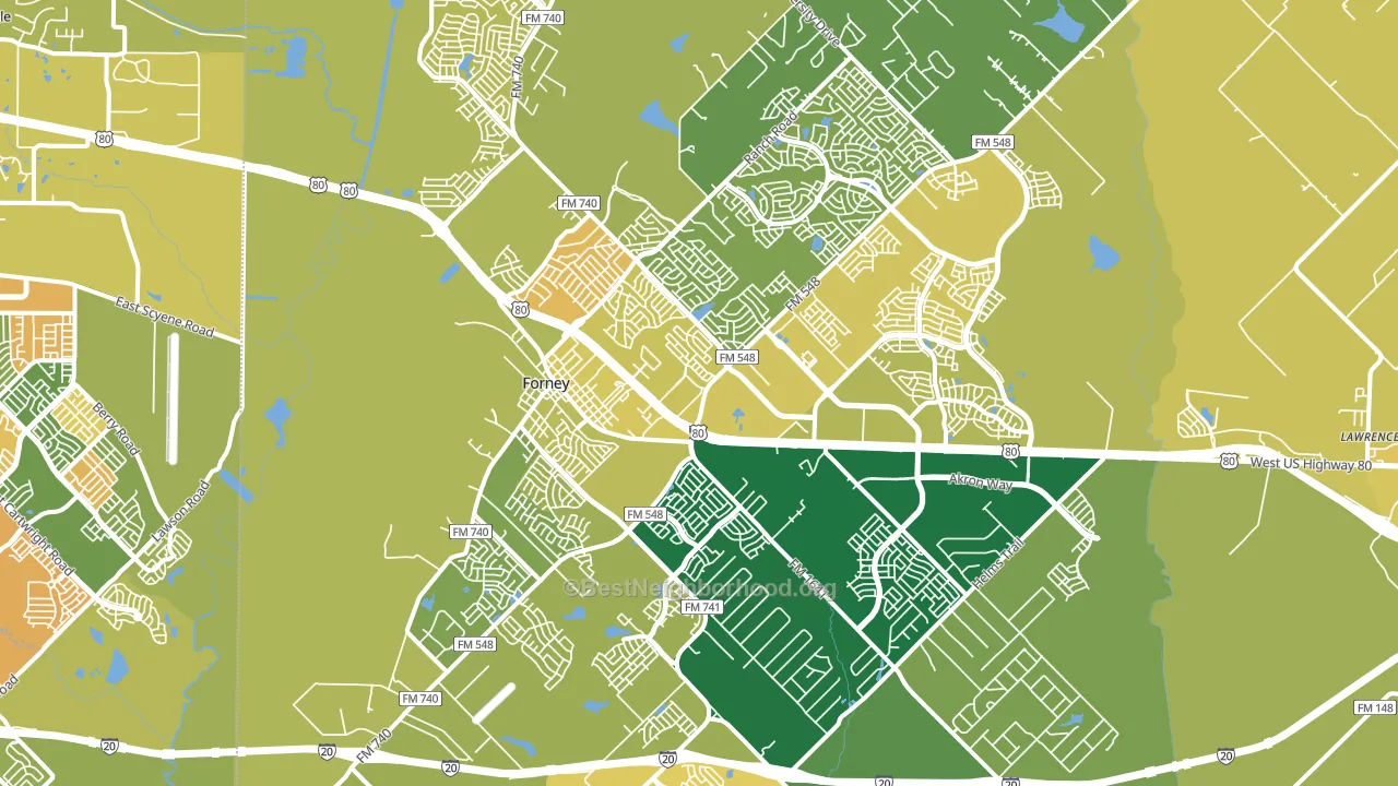 Forney, TX block-group voter-turnout map