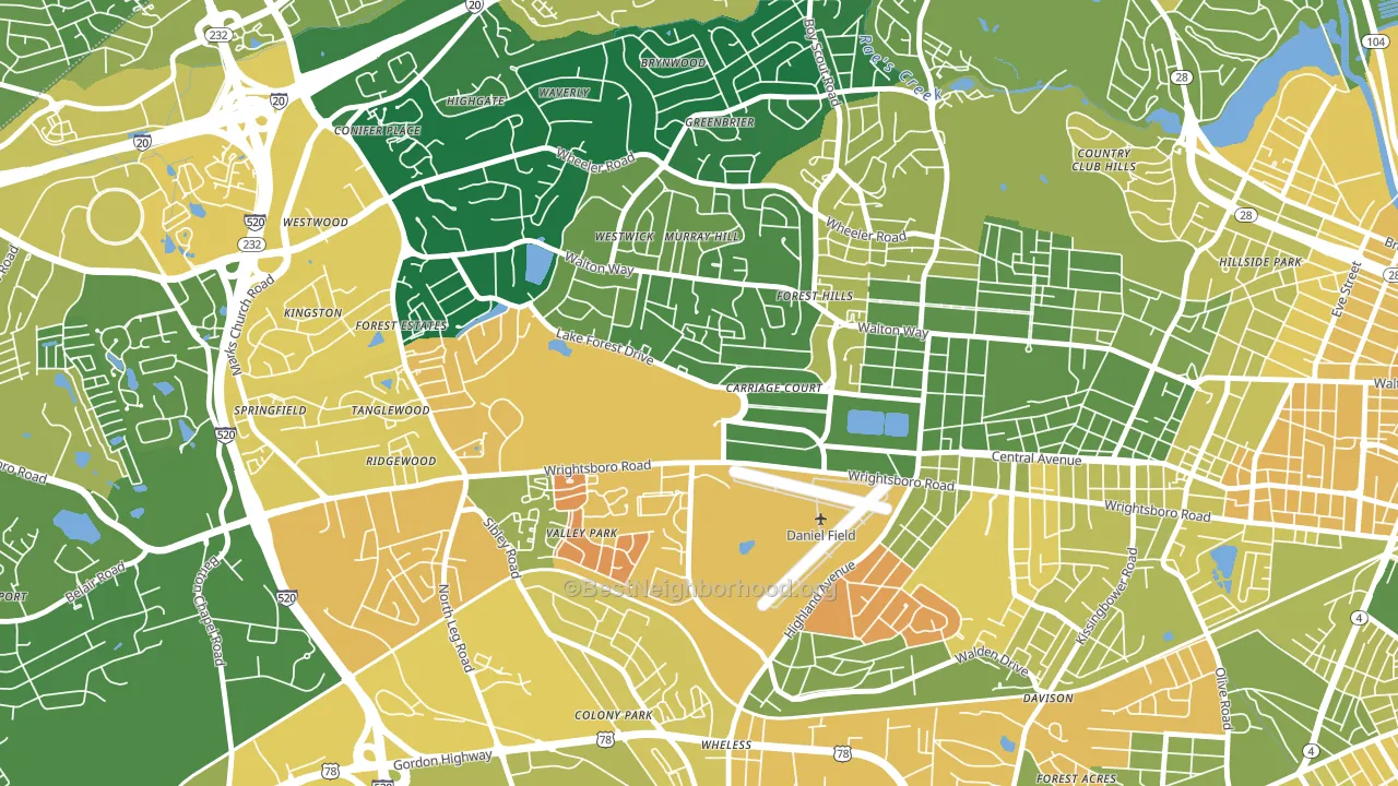 Forrest Hills, Augusta, GA block-group voter-turnout map
