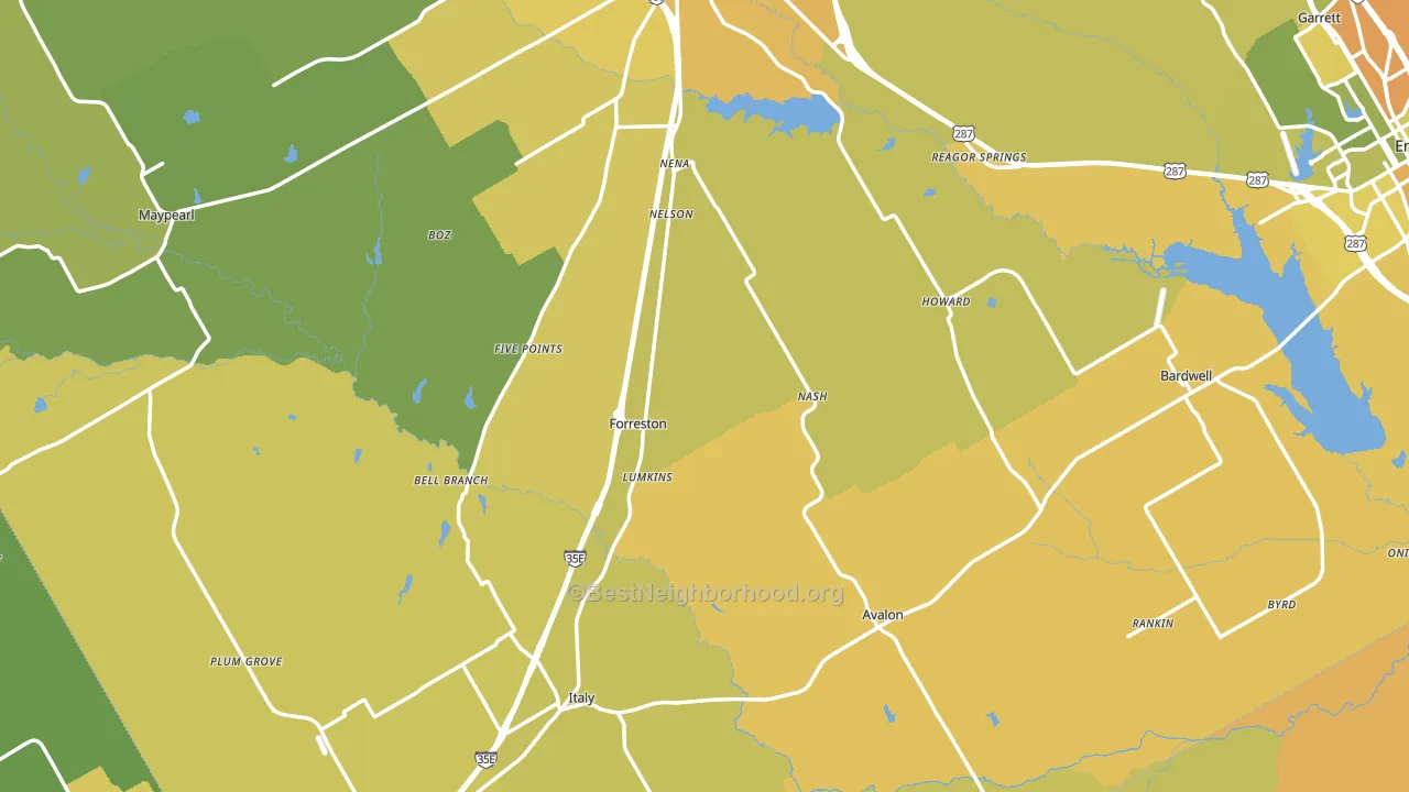 Forreston, TX block-group voter-turnout map