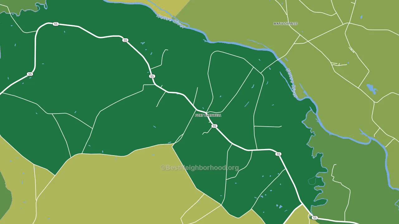 Fort Barnwell, NC block-group voter-turnout map