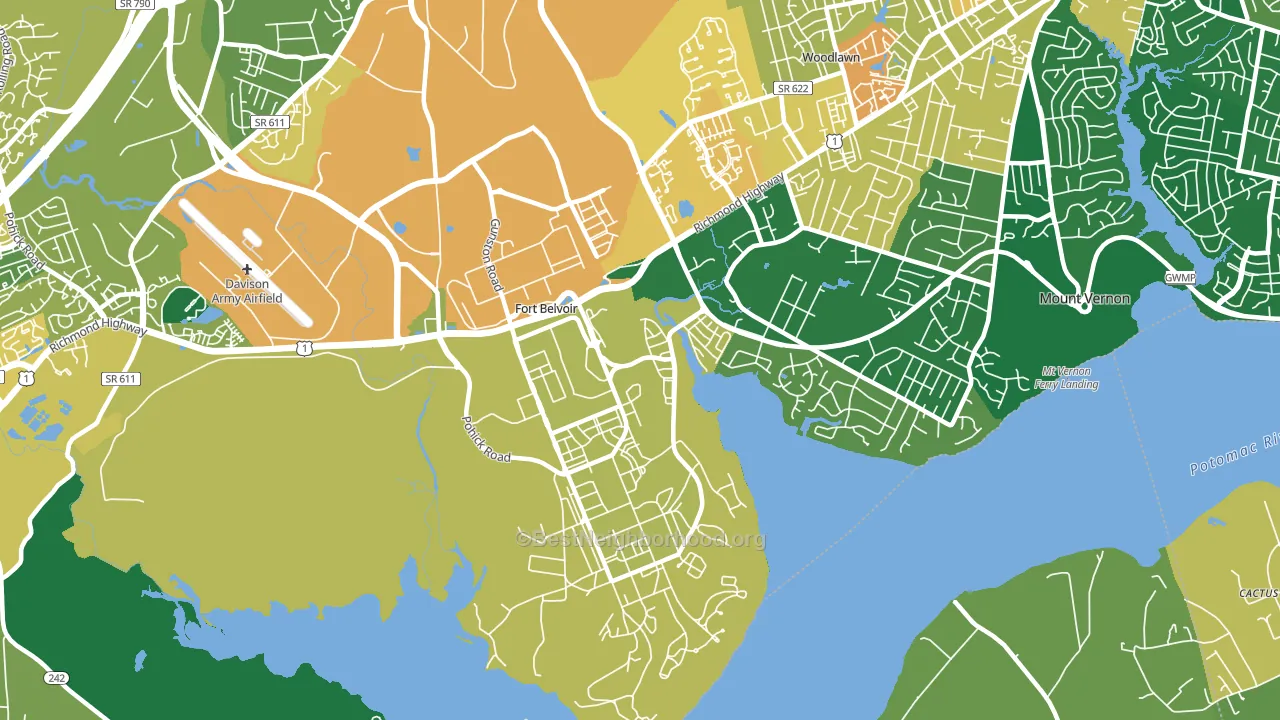 Fort Belvoir, VA block-group voter-turnout map