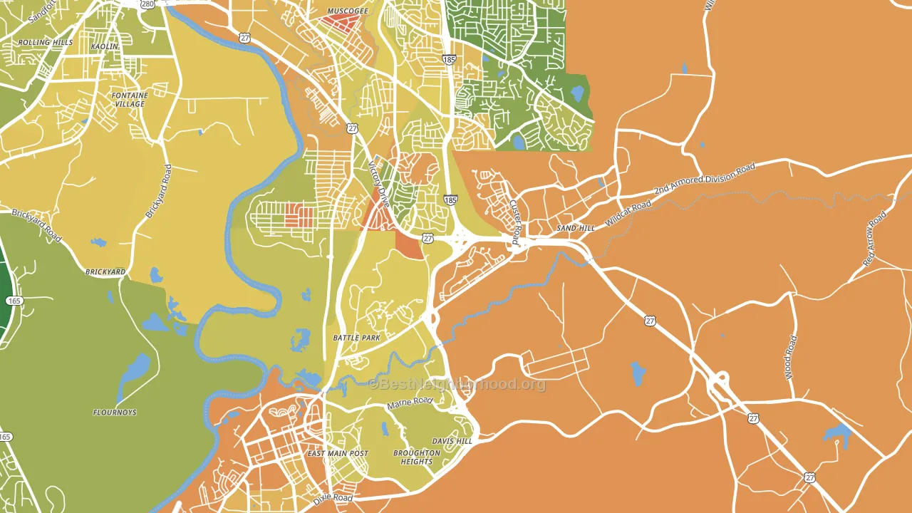 Fort Benning, GA block-group voter-turnout map