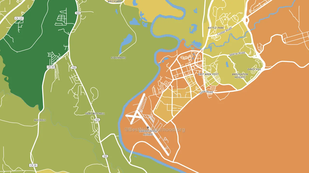 Fort Benning South, GA block-group voter-turnout map