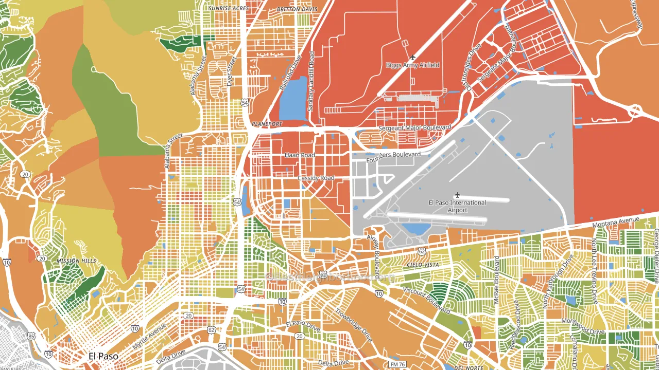 Fort Bliss, TX block-group voter-turnout map