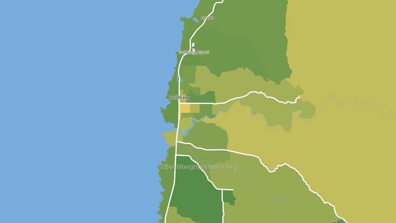 Fort Bragg, CA block-group voter-turnout map