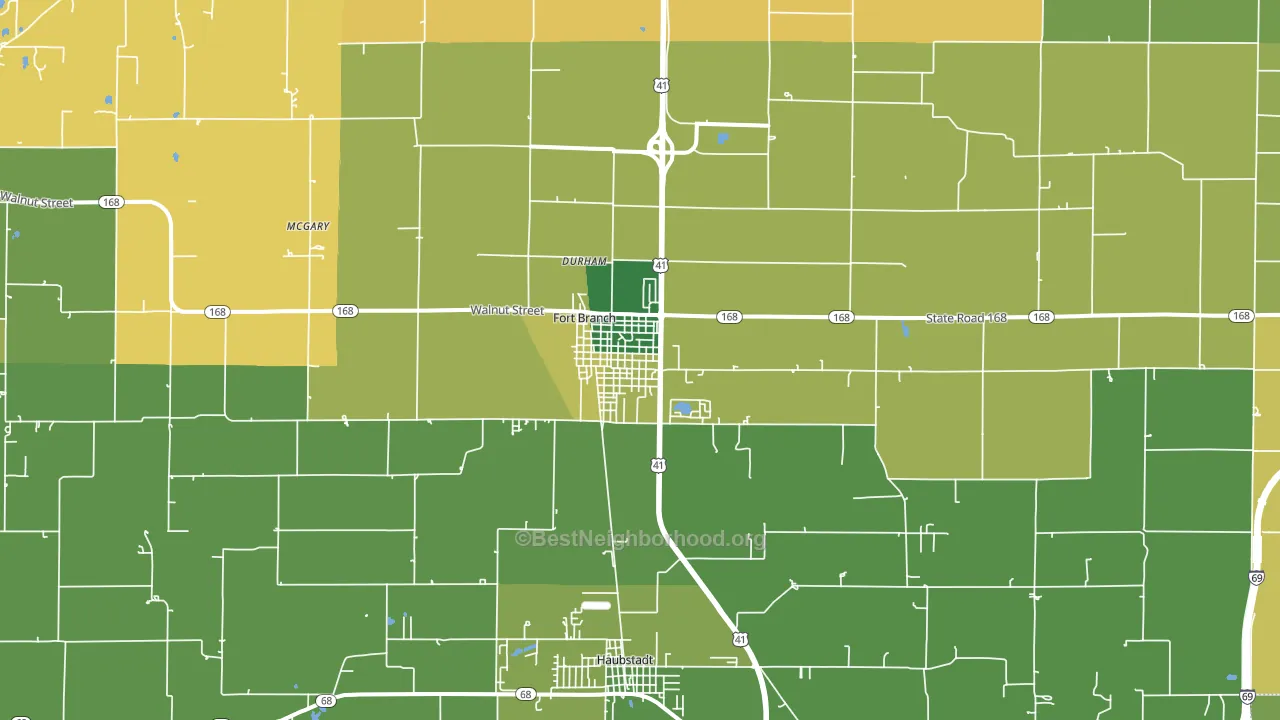 Fort Branch, IN block-group voter-turnout map